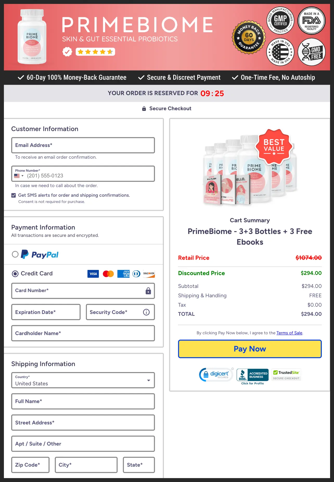 PrimeBiome Official Website Secure Order Page